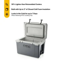 RTIC 52 QT Ultra-Light Cooler, Hard-Sided Ice Chest, Gray - 图片 2