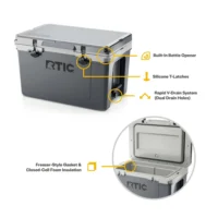 RTIC 52 QT Ultra-Light Cooler, Hard-Sided Ice Chest, Gray - 图片 6