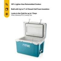RTIC 52 QT Ultra-Light Hard-Sided Ice Chest Cooler, Fits 76 Cans, Deep Harbor/RTIC Ice - 图片 3
